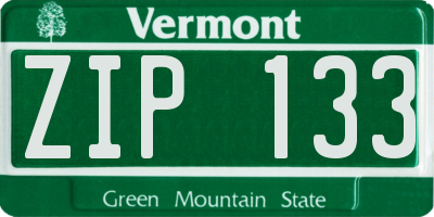 VT license plate ZIP133