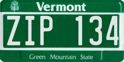 VT license plate ZIP134