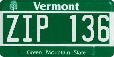 VT license plate ZIP136