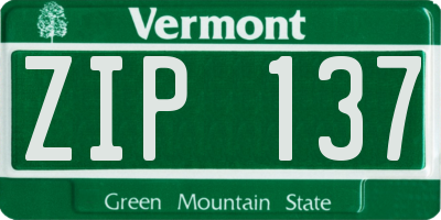VT license plate ZIP137