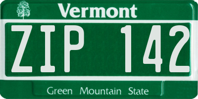 VT license plate ZIP142