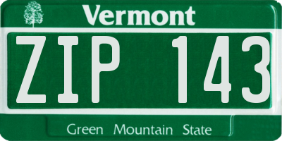 VT license plate ZIP143