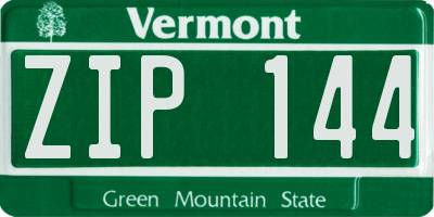 VT license plate ZIP144