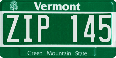 VT license plate ZIP145