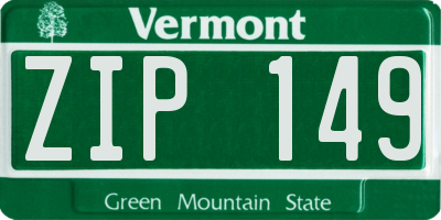 VT license plate ZIP149