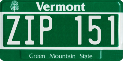 VT license plate ZIP151
