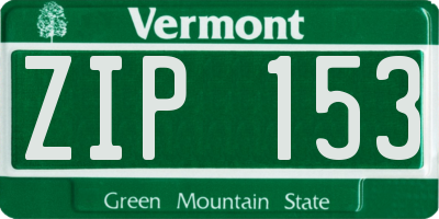 VT license plate ZIP153