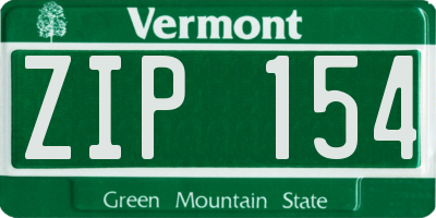 VT license plate ZIP154
