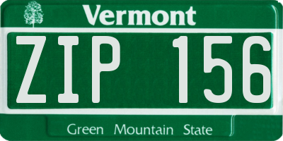 VT license plate ZIP156