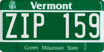 VT license plate ZIP159