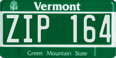 VT license plate ZIP164