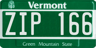 VT license plate ZIP166