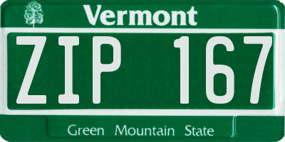 VT license plate ZIP167