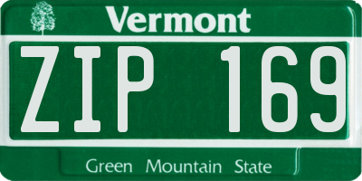 VT license plate ZIP169