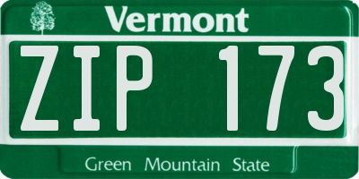 VT license plate ZIP173