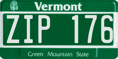 VT license plate ZIP176