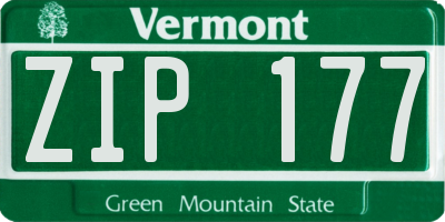 VT license plate ZIP177