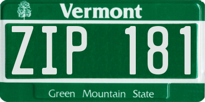 VT license plate ZIP181