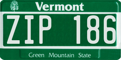 VT license plate ZIP186
