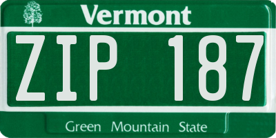 VT license plate ZIP187