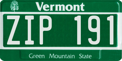 VT license plate ZIP191