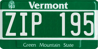 VT license plate ZIP195
