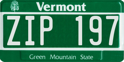VT license plate ZIP197
