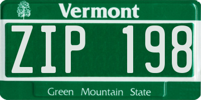 VT license plate ZIP198