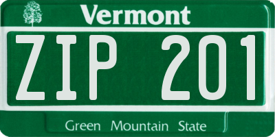 VT license plate ZIP201