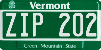 VT license plate ZIP202