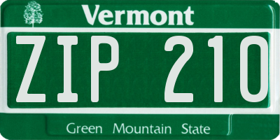 VT license plate ZIP210