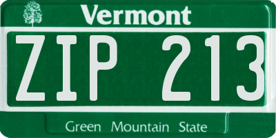 VT license plate ZIP213