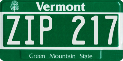VT license plate ZIP217