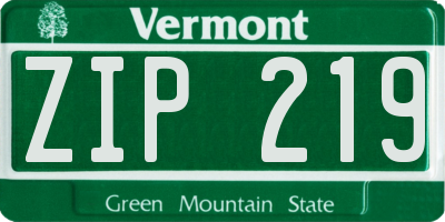 VT license plate ZIP219
