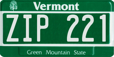 VT license plate ZIP221