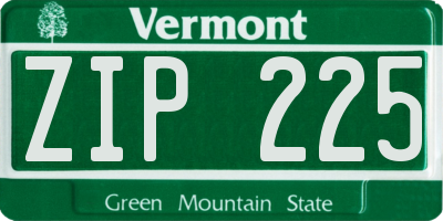 VT license plate ZIP225