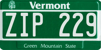 VT license plate ZIP229
