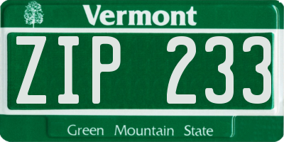 VT license plate ZIP233
