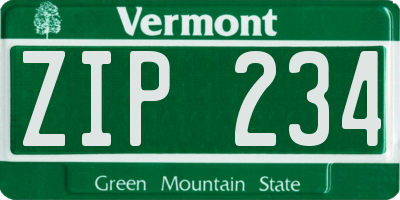 VT license plate ZIP234