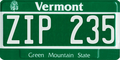 VT license plate ZIP235