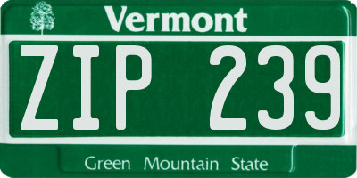 VT license plate ZIP239