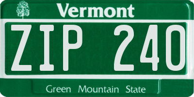 VT license plate ZIP240