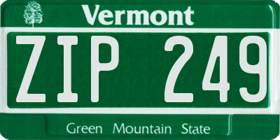 VT license plate ZIP249