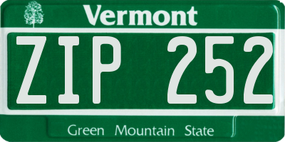 VT license plate ZIP252