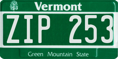 VT license plate ZIP253