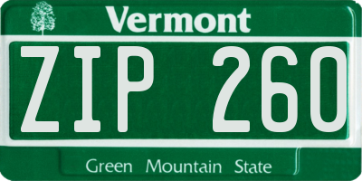 VT license plate ZIP260