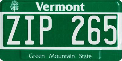 VT license plate ZIP265