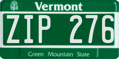 VT license plate ZIP276