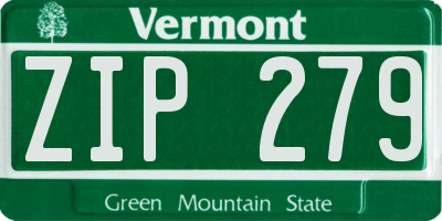 VT license plate ZIP279