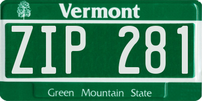 VT license plate ZIP281